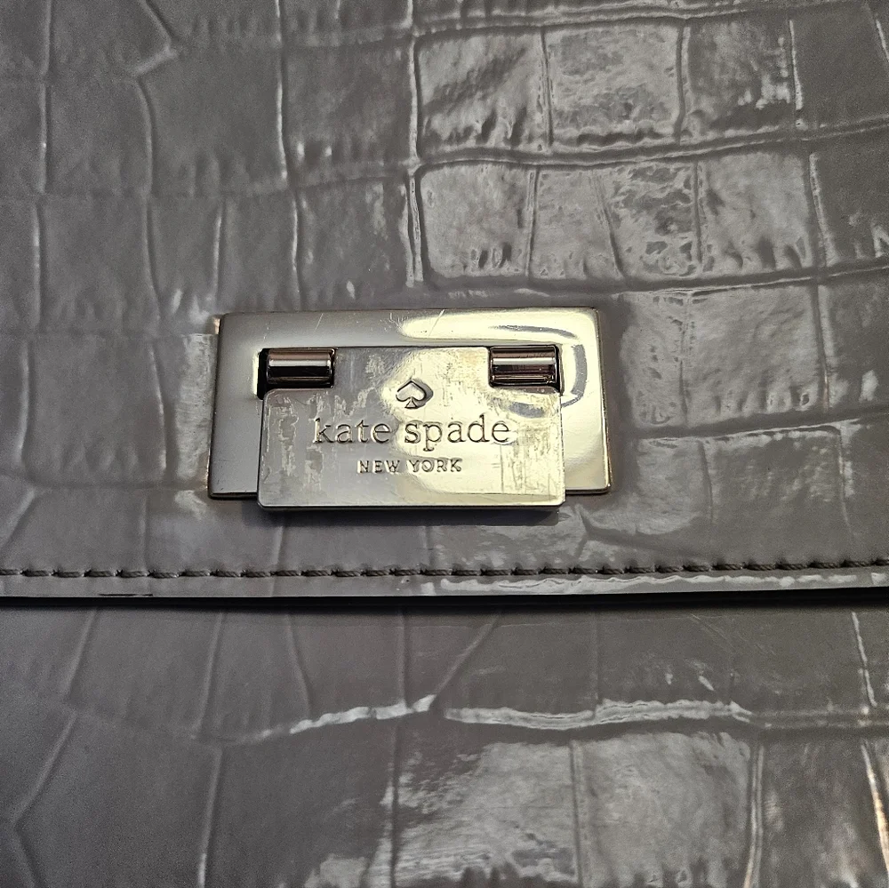 Kate Spade French Gray Croc Knightsbridge Doris Satchel - Picture 7 of 13